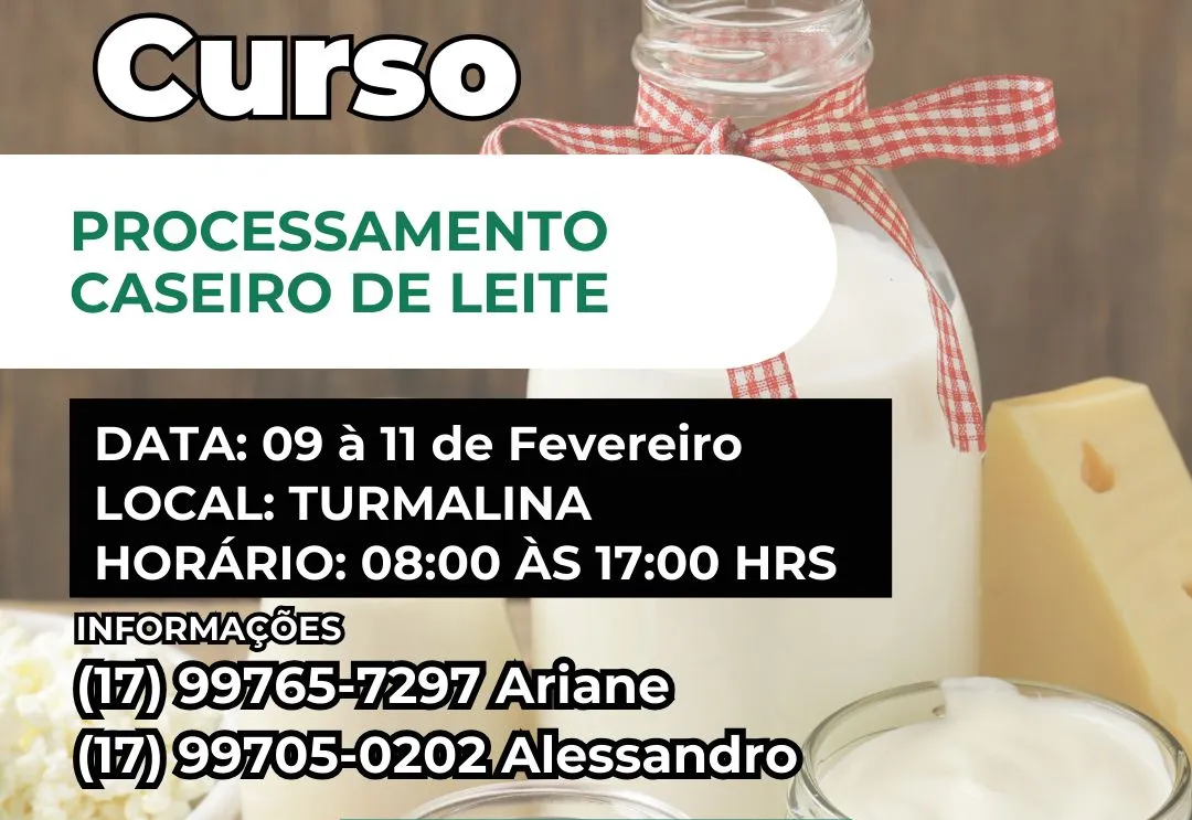 CURSO GRATUITO | PROCESSAMENTO CASEIRO DE LEITE 